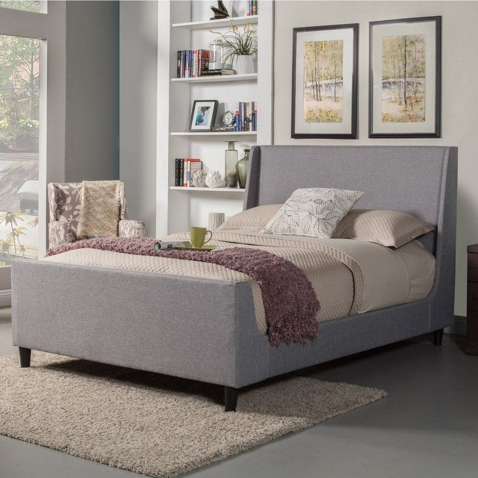 Alpine Furniture Amber Bed, Grey Linen