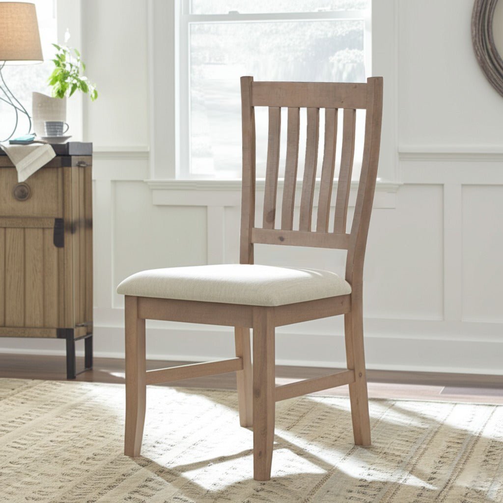 Alpine Furniture Arlo Dining Chairs, Set of 2 - Pine Wood with Cream Cushions