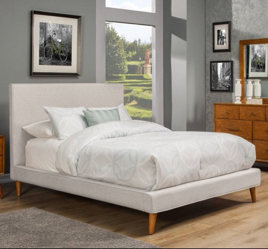 Alpine Furniture Britney Bed, Light Grey Linen