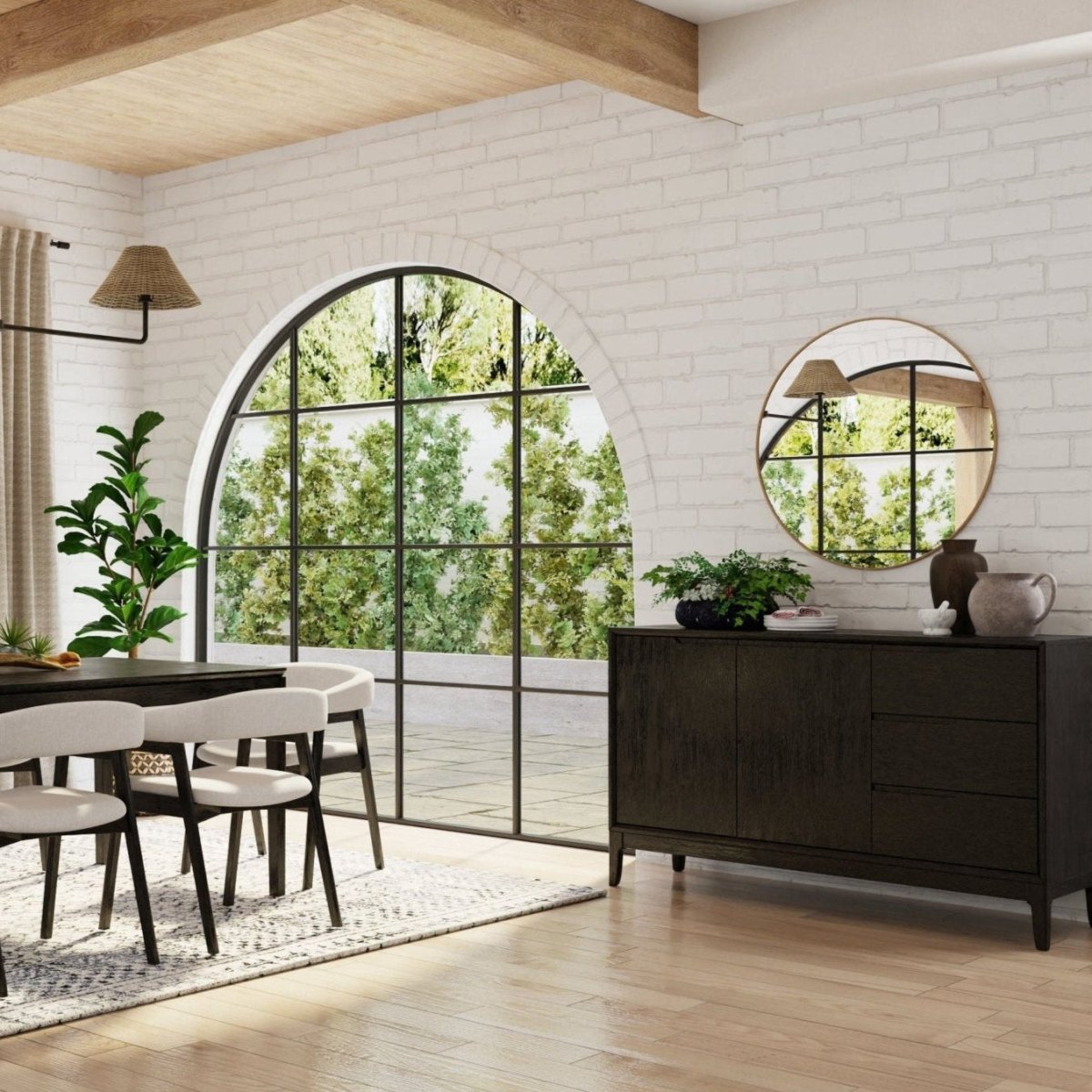 Alpine Furniture Cove Vintage Black Sideboard with Soft - Close Drawers & Cabinets