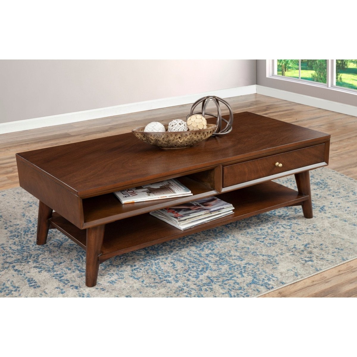 Alpine Furniture Flynn Coffee Table, Walnut