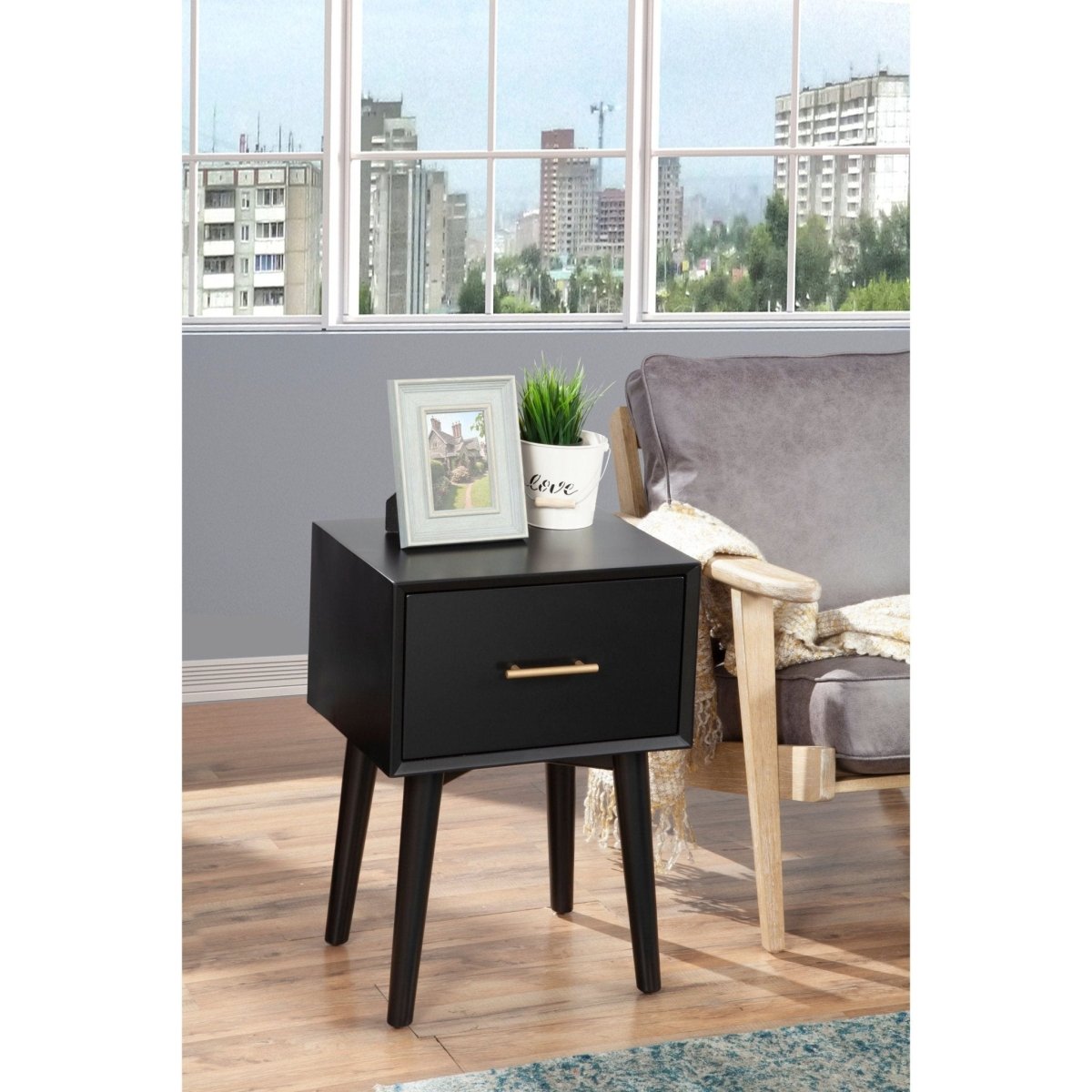 Alpine Furniture Flynn End Table, Black