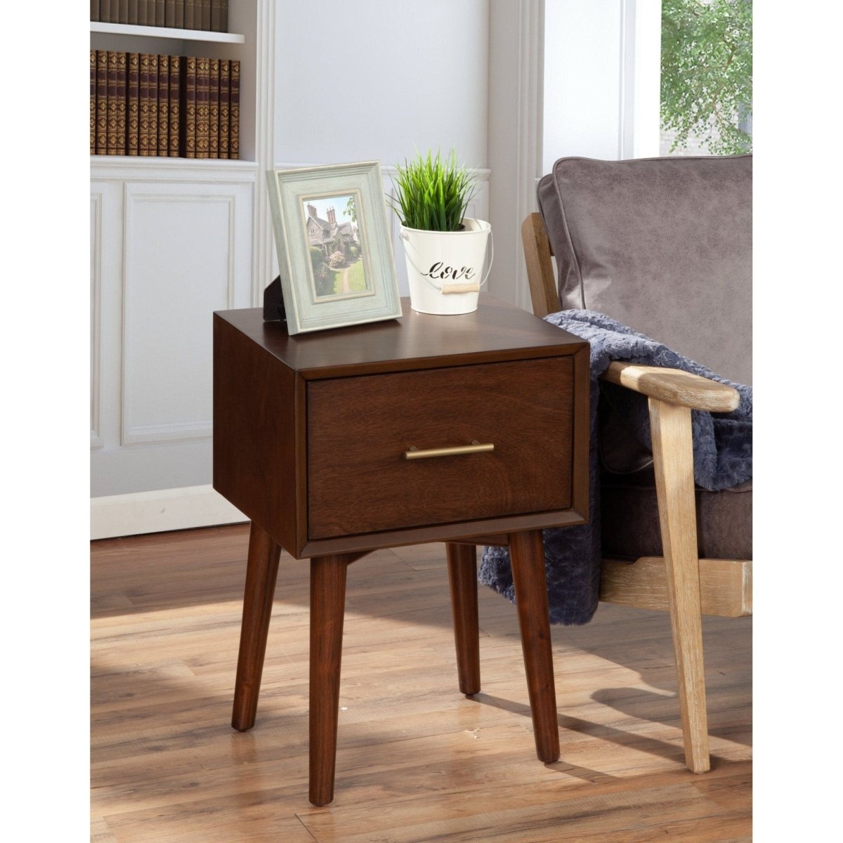 Alpine Furniture Flynn End Table, Walnut
