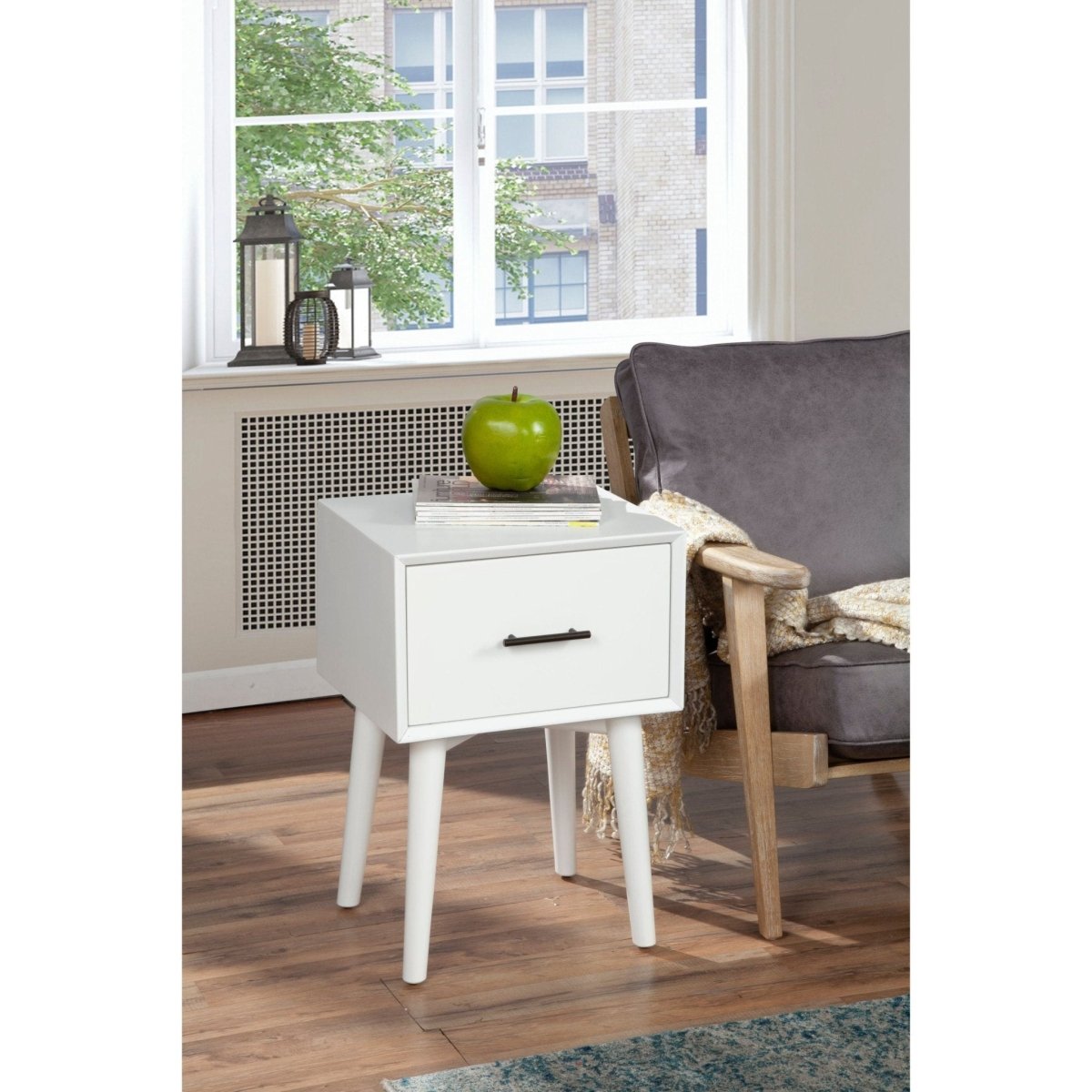 Alpine Furniture Flynn End Table, White