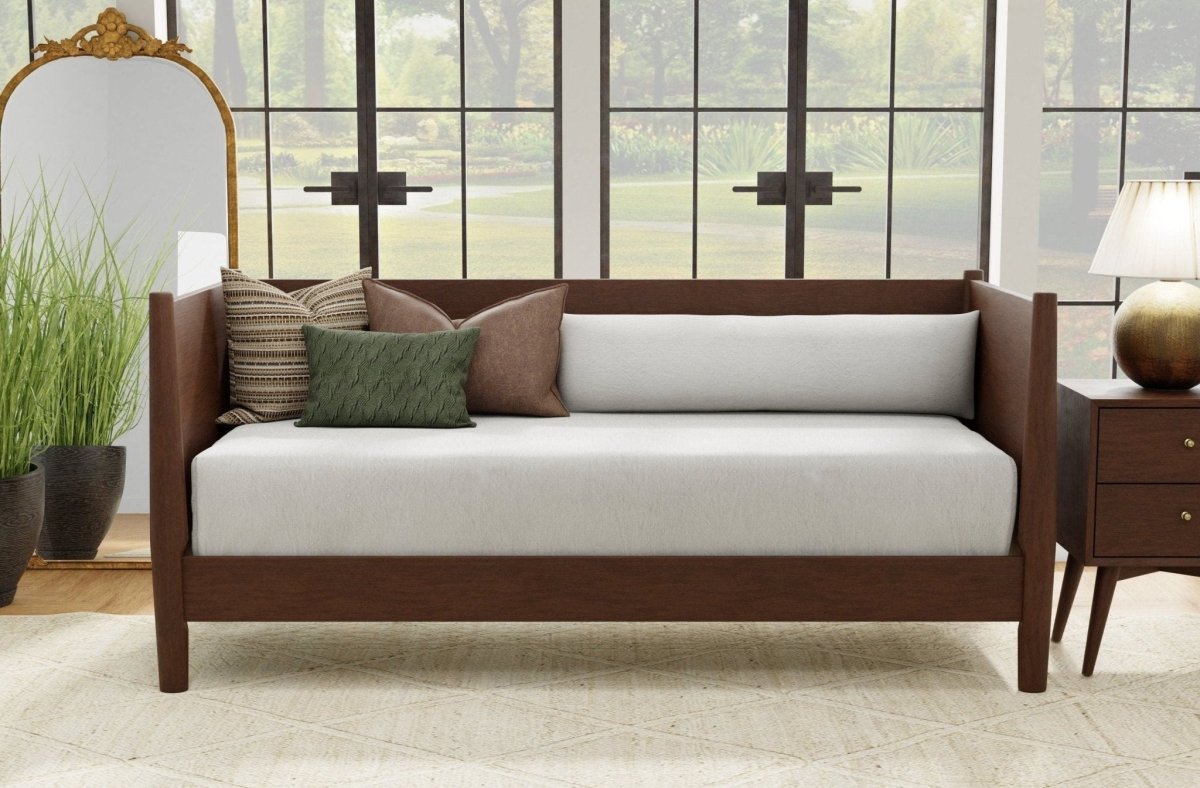 Alpine Furniture Flynn Mid - Century Modern Day Bed - Walnut Mahogany