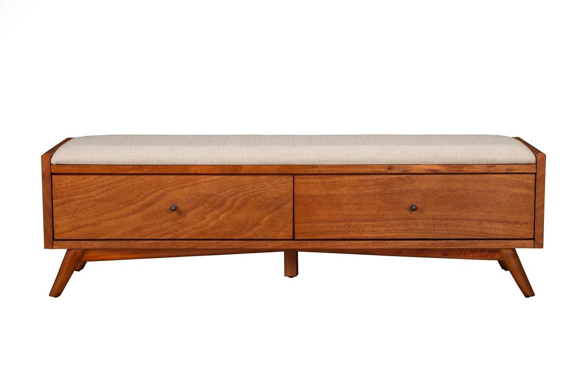 Alpine Furniture Flynn Storage Bench, Acorn