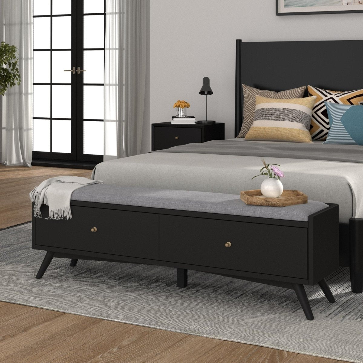 Alpine Furniture Flynn Storage Bench, Black