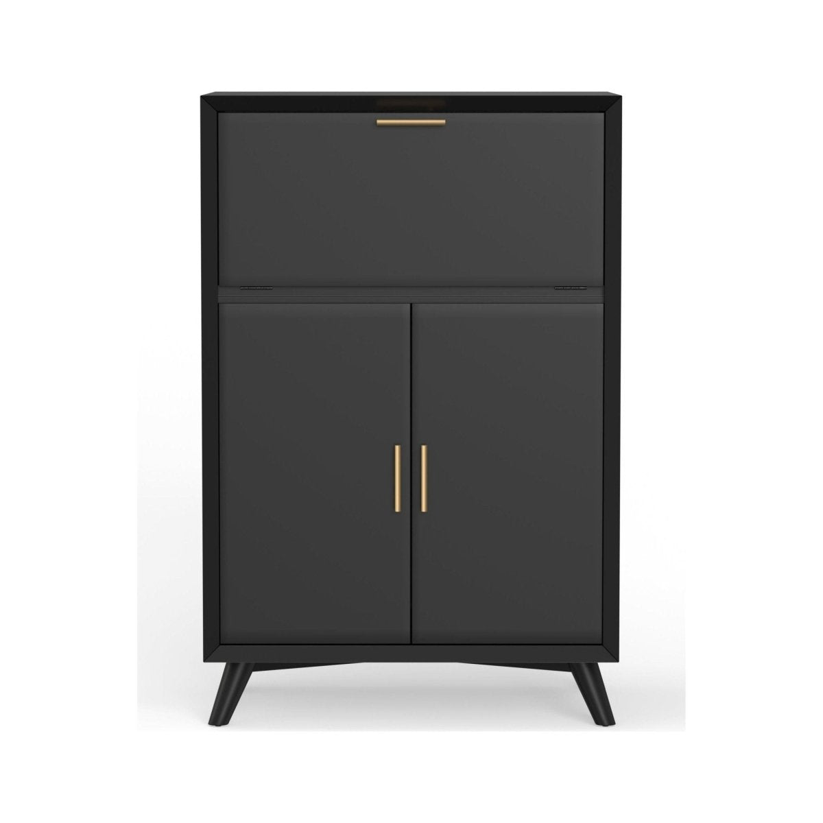 Alpine Furniture Flynn Wine & Liquor Bar Cabinet in Black Mahogany