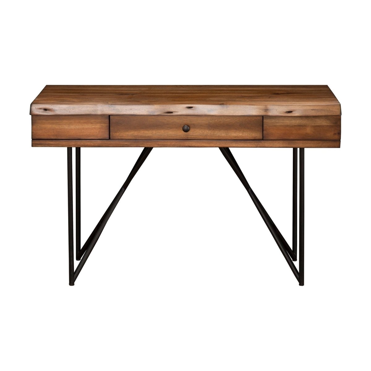 Alpine Furniture Live Edge Writing Desk, Light Walnut