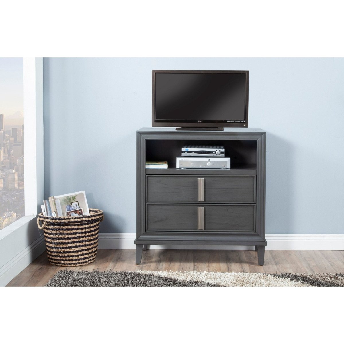 Alpine Furniture Lorraine Media Chest, Dark Grey
