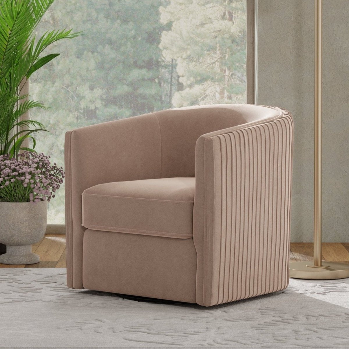 Alpine Furniture Maison Swivel Accent Chair, Light Gray