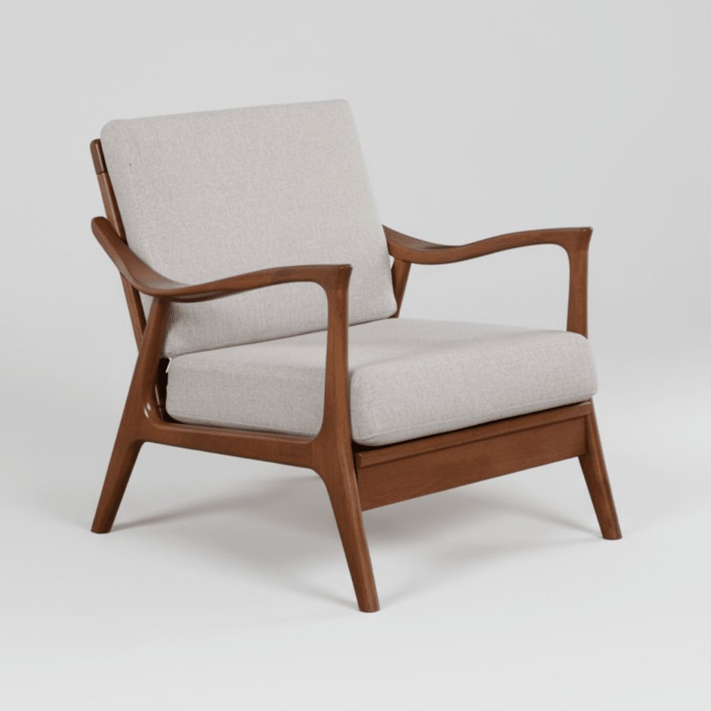 Alpine Furniture Slate Lounge Chair - Gray Upholstered Accent Chair with Wood Frame