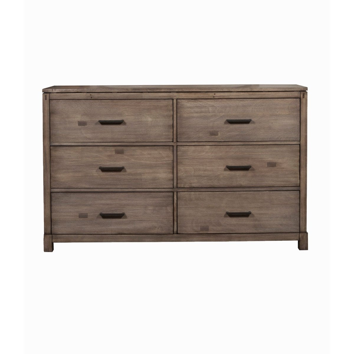 Alpine Furniture Sydney 6 Drawer Mahogany Wood Dresser, Weathered Grey