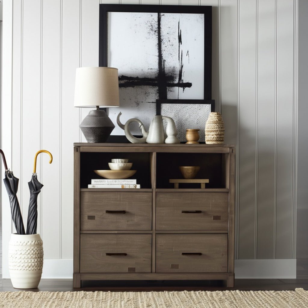 Alpine Furniture Sydney Weathered Grey TV Media Chest - Bedroom Storage Cabinet