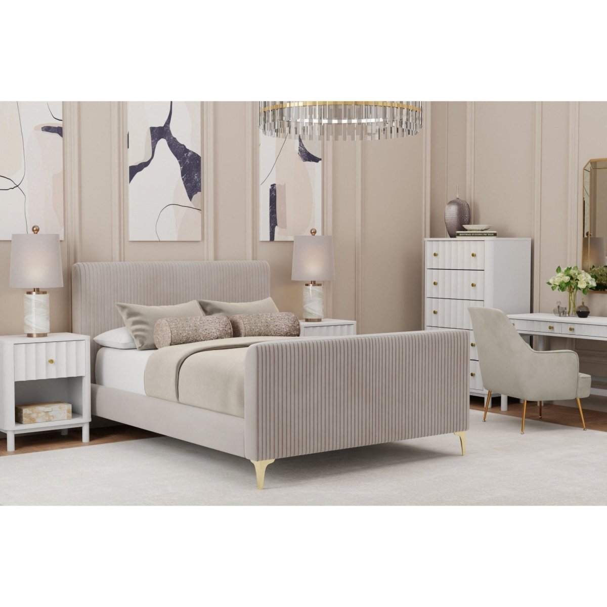Alpine Furniture Zaldy Platform Bed, Light Grey