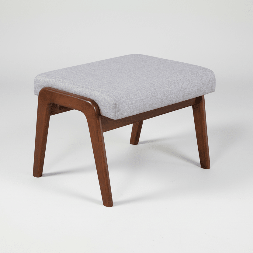 Alpine Furniture Zephyr Footrest - Gray Upholstered Ottoman with Wood Frame