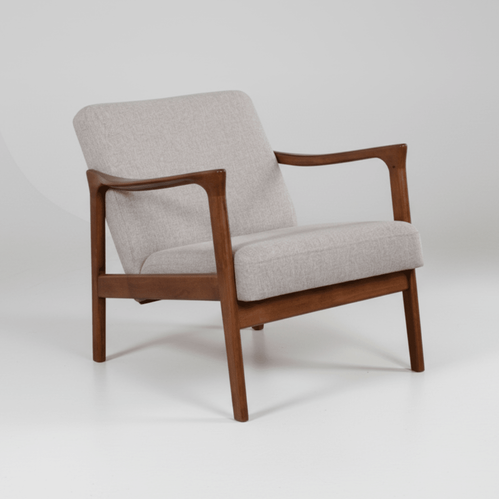 Alpine Furniture Zephyr Lounge Chair - Gray Upholstered Accent Chair with Wood Frame