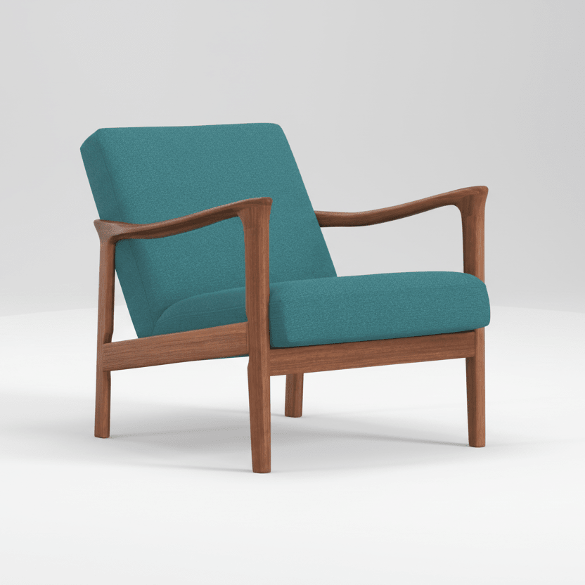 Alpine Furniture Zephyr Lounge Chair - Turquoise Upholstered Accent Chair with Wood Frame