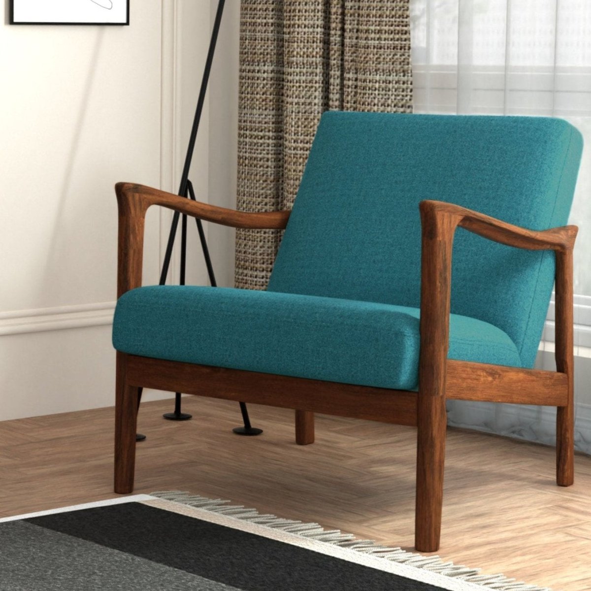 Alpine Furniture Zephyr Turquoise Upholstered Lounge Chair
