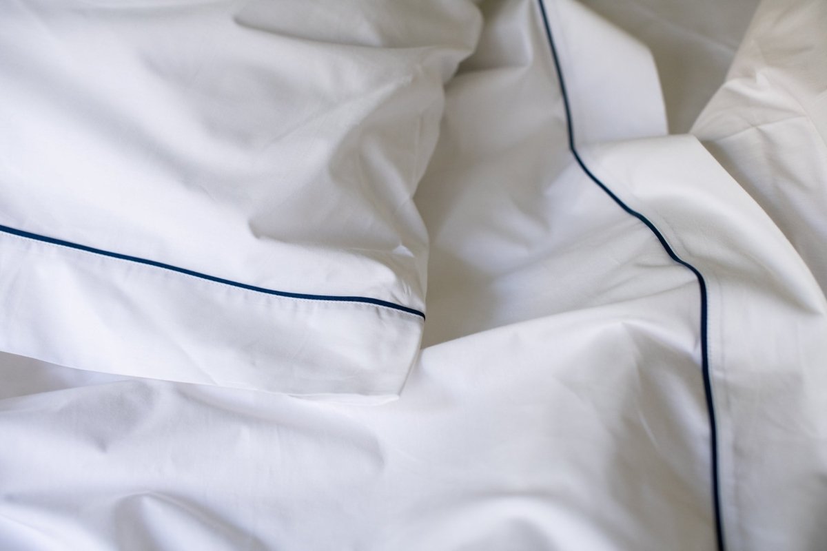 American Blossom Linens Cotton Piping Design Bed Sheet Set | 100% USA Cotton, Hotel Percale