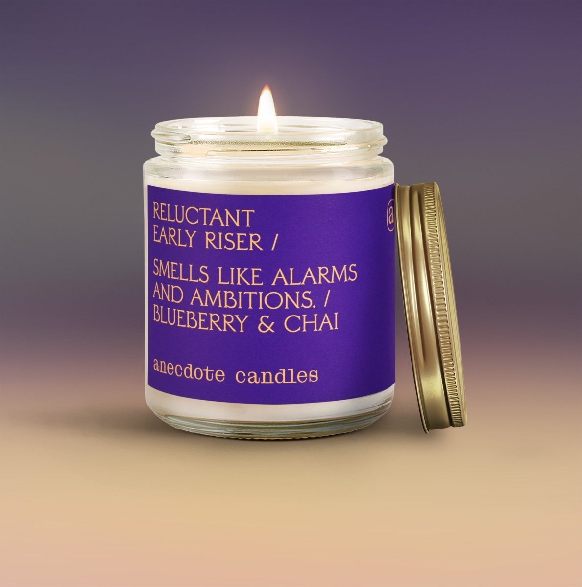 Anecdote Candles Reluctant Early Riser Candle – Blueberry Chai & Vanilla Scented Soy Candle