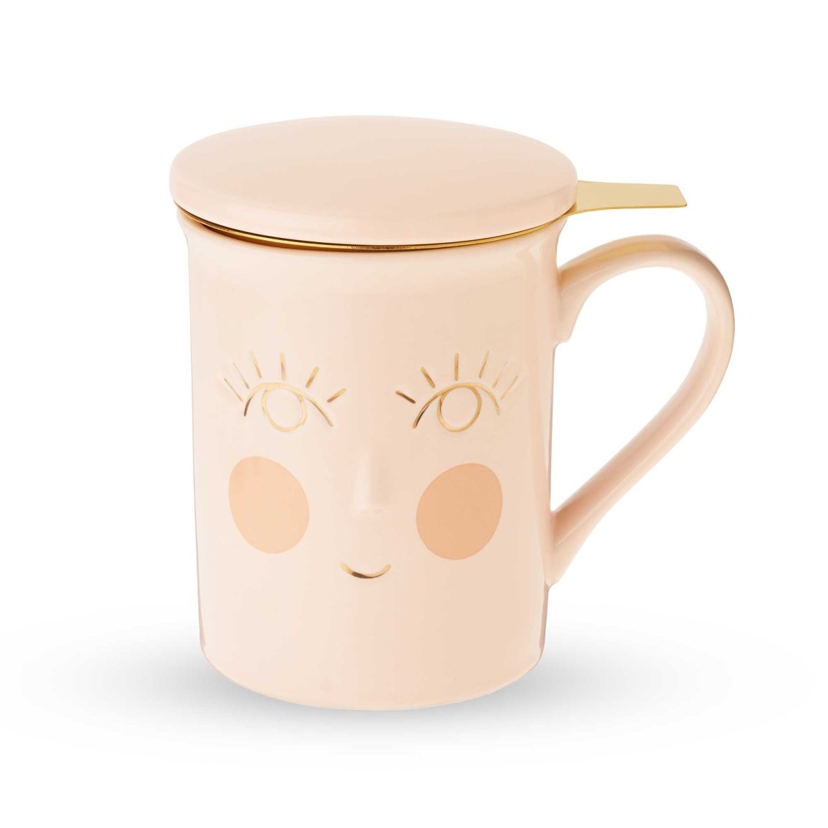 Pinky Up Tea Annette: Hello Beautiful Ceramic Tea Mug & Infuser, 12oz - lily & onyx