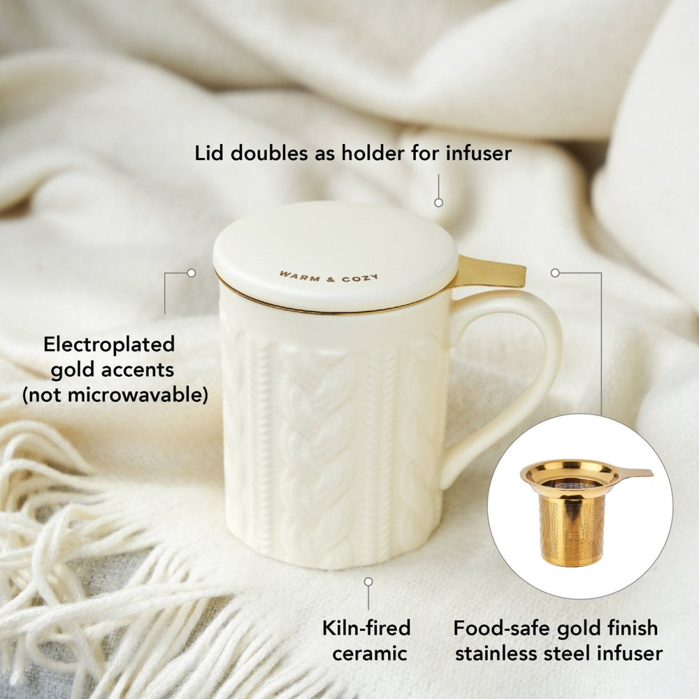 
                      
                        Pinky Up Tea Annette Knit Ceramic Tea Mug & Infuser, 12oz - lily & onyx
                      
                    