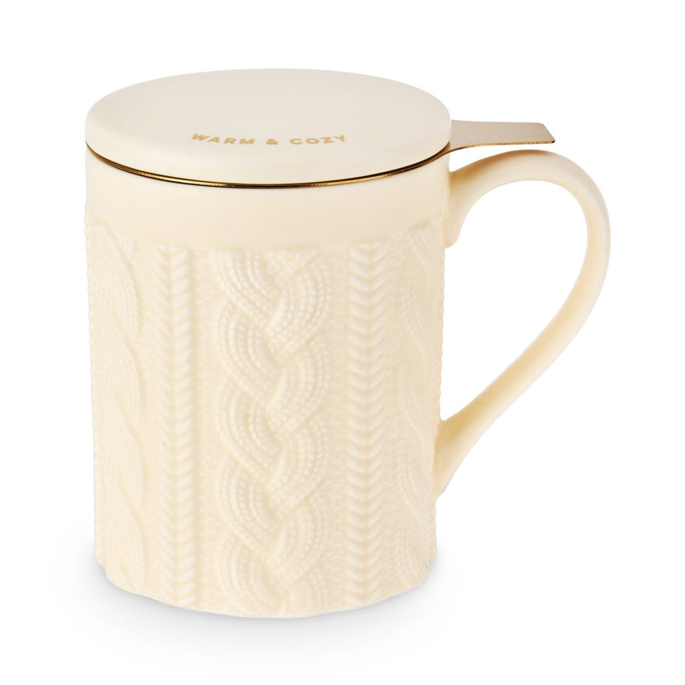 Pinky Up Tea Annette Knit Ceramic Tea Mug & Infuser, 12oz - lily & onyx