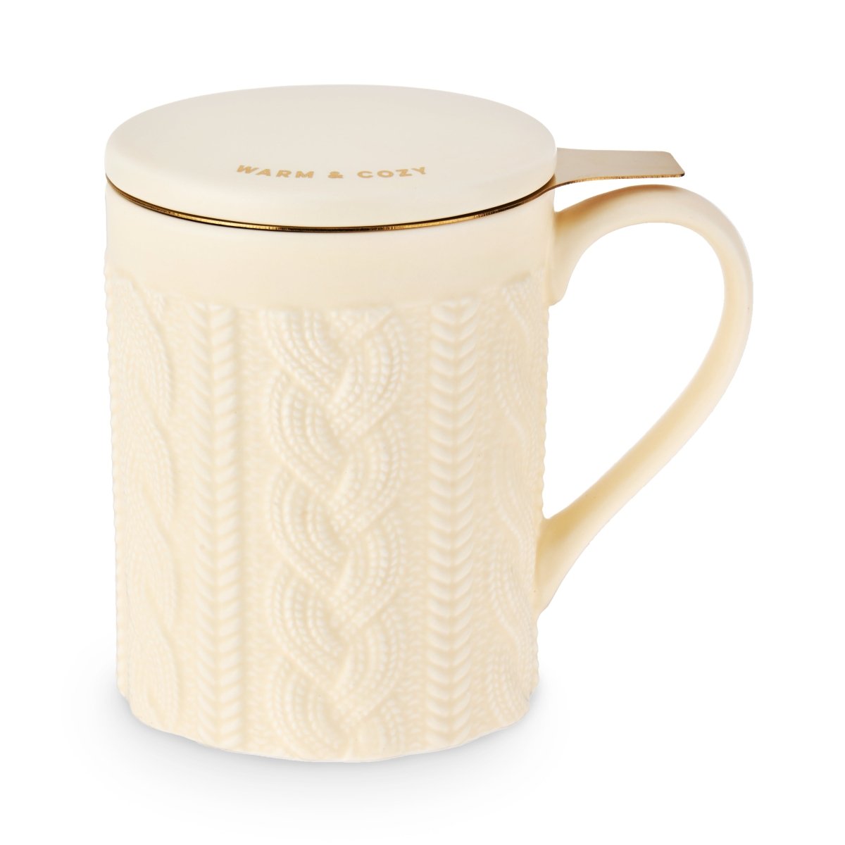 Pinky Up Tea Annette Knit Ceramic Tea Mug & Infuser, 12oz - lily & onyx