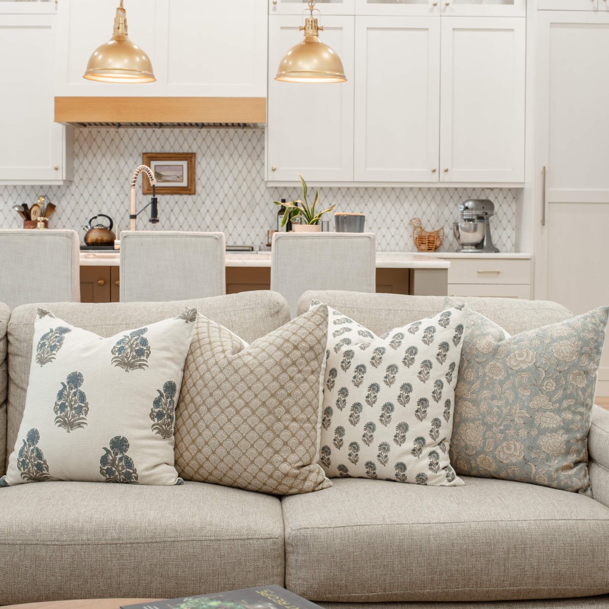 Apartment No.3 Altea Block Print Throw Pillow Combination | Set of 4 Pillow Covers