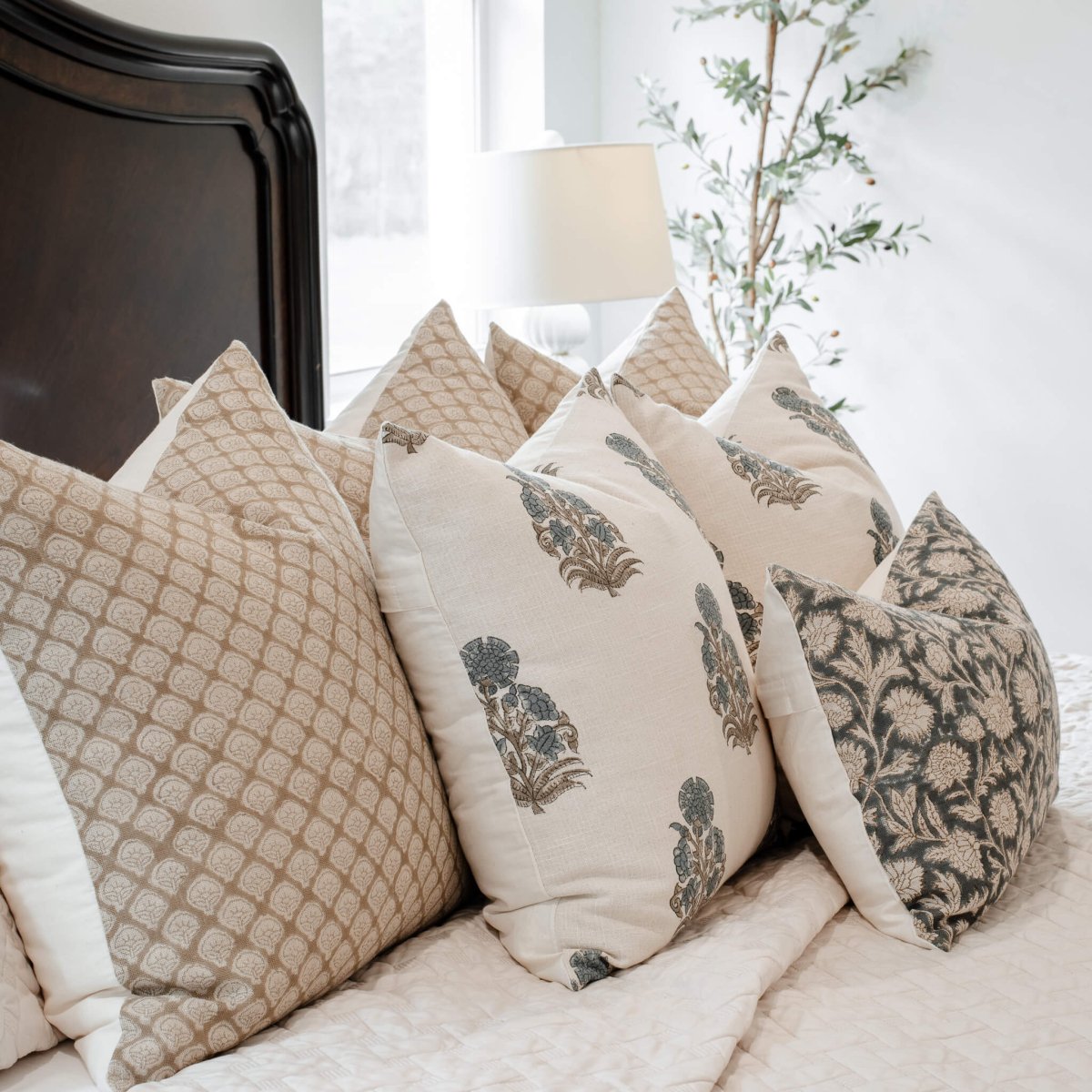 Apartment No.3 Belleview Bedroom Throw Pillow Combination | Set of 6 Block Print Covers