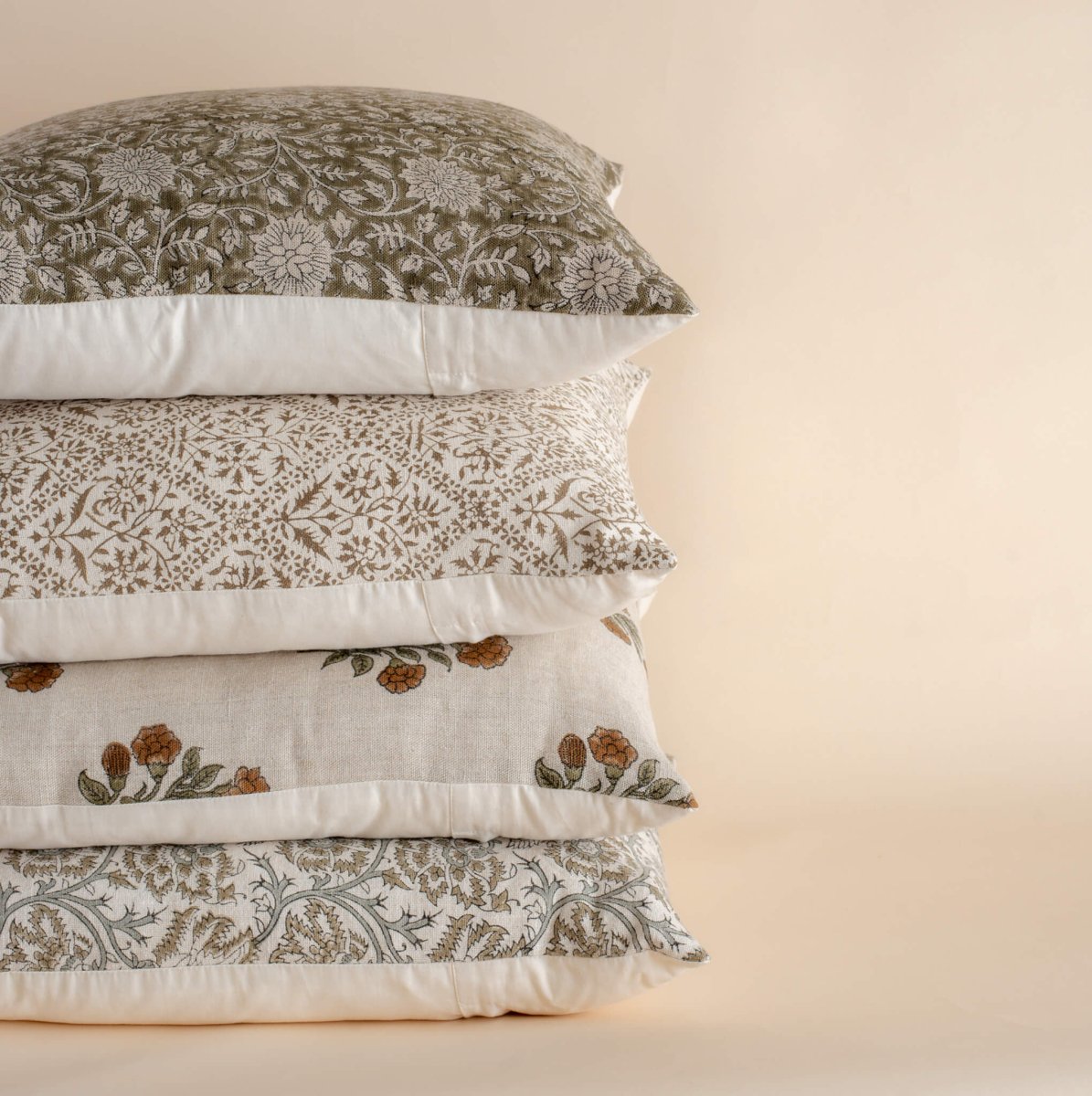 Apartment No.3 Colmar Block Print Throw Pillow Combination | Set of 4 Pillow Covers