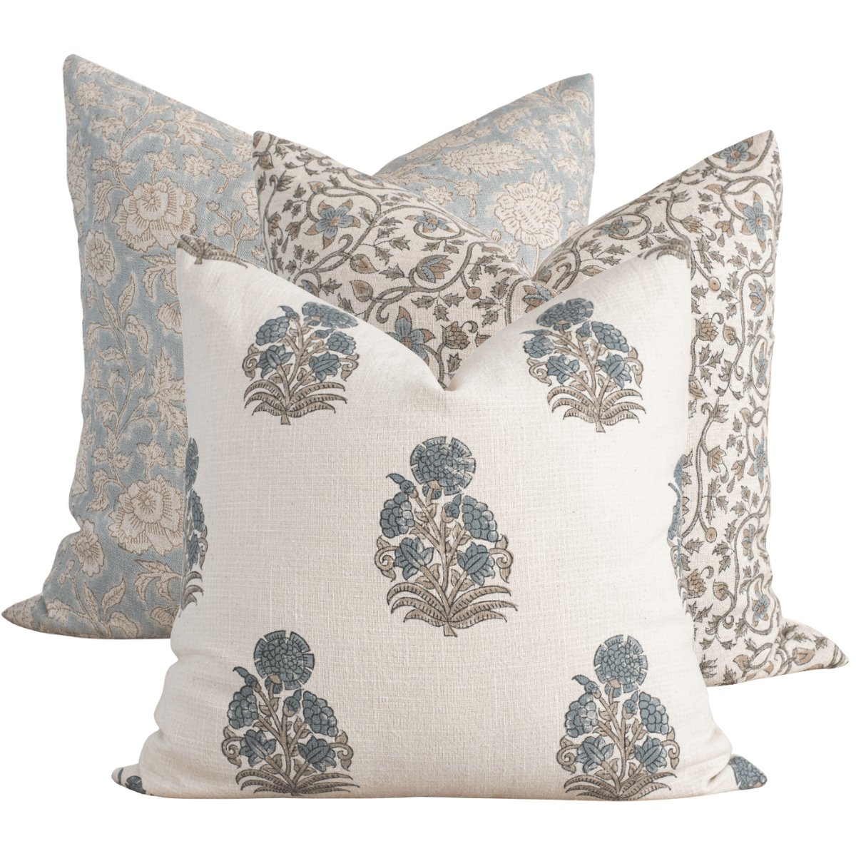 Apartment No.3 Concord Block Print Throw Pillow Combination | Set of 3 Pillow Covers