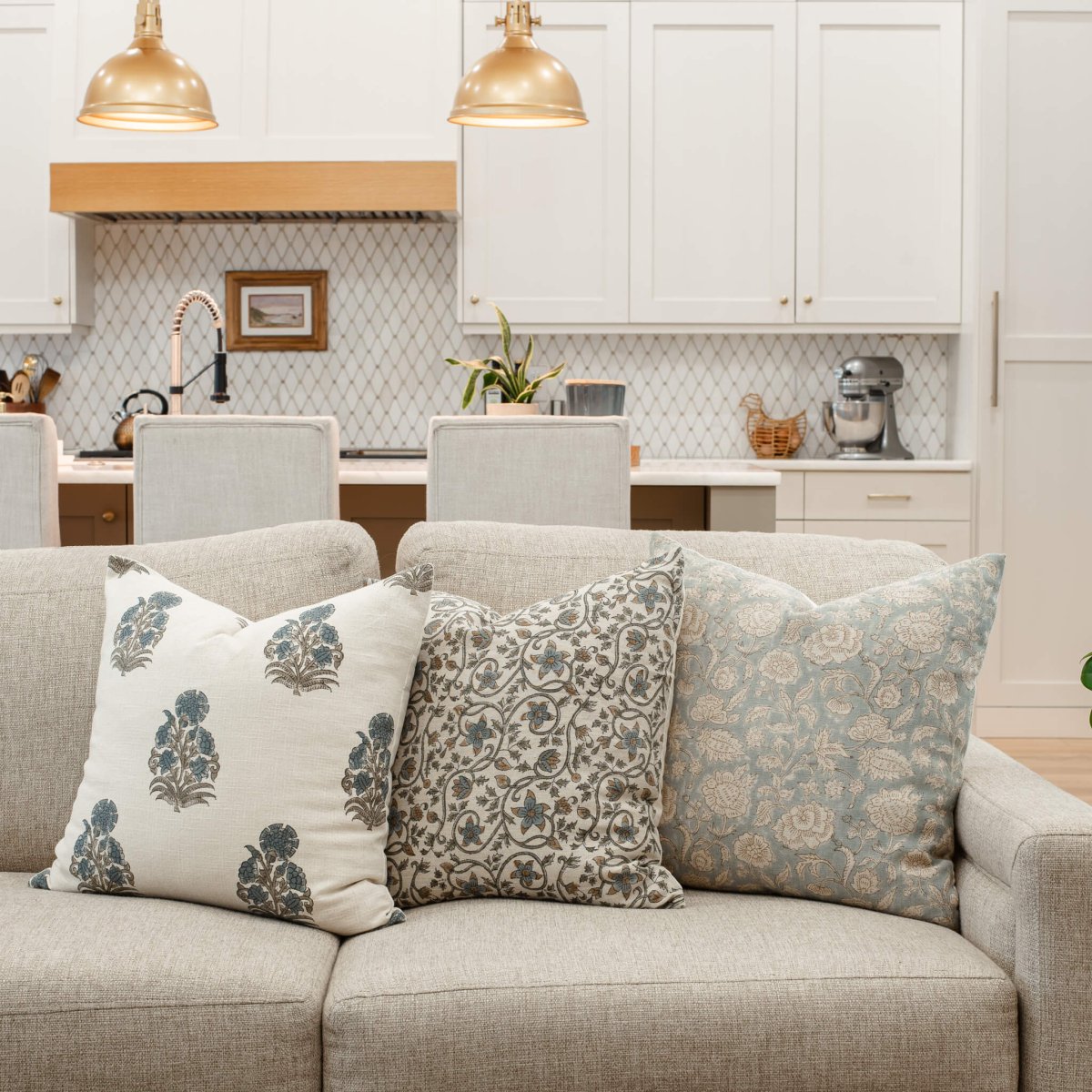 Apartment No.3 Concord Block Print Throw Pillow Combination | Set of 3 Pillow Covers