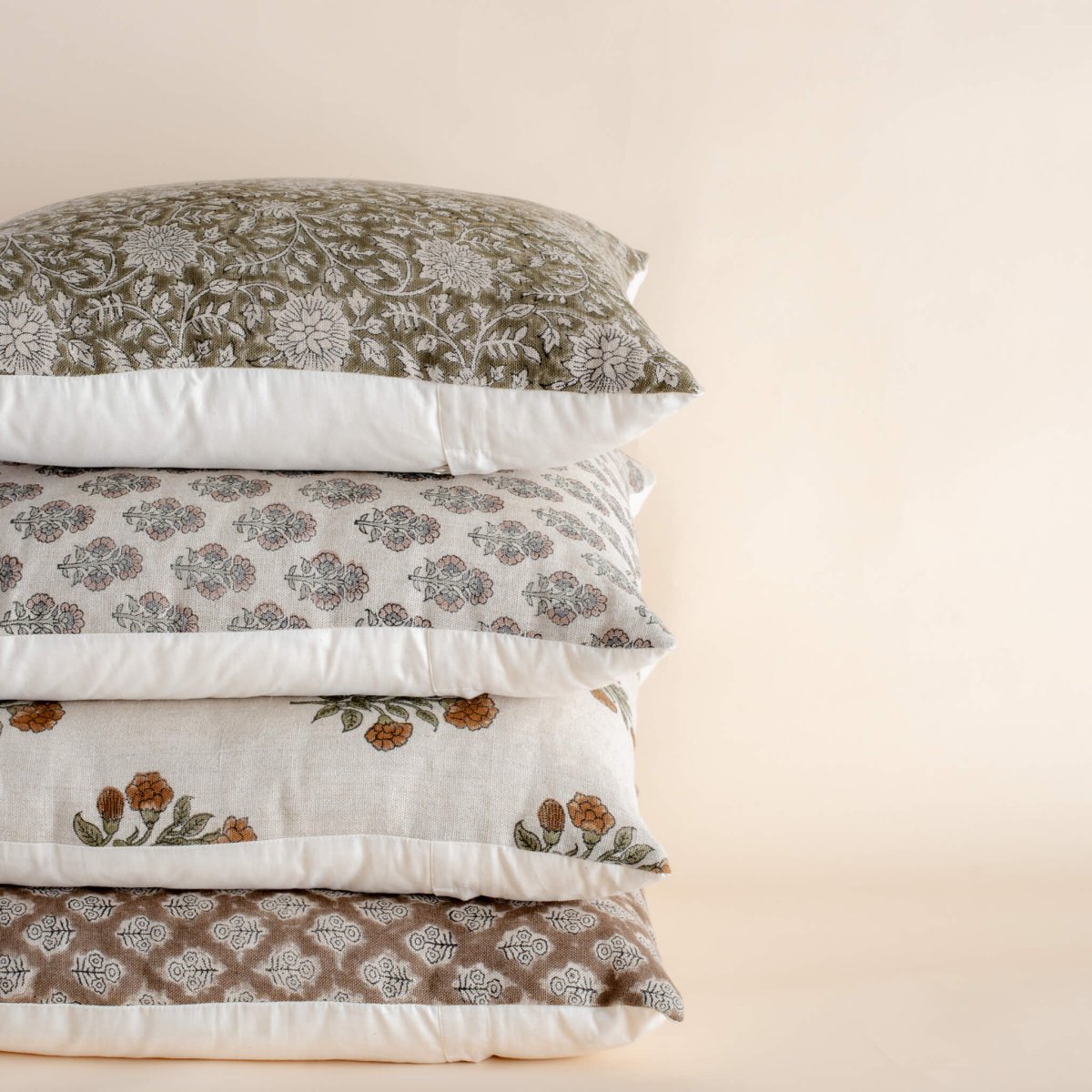 Apartment No.3 Dorset Block Print Throw Pillow Combination | Set of 4 Pillow Covers