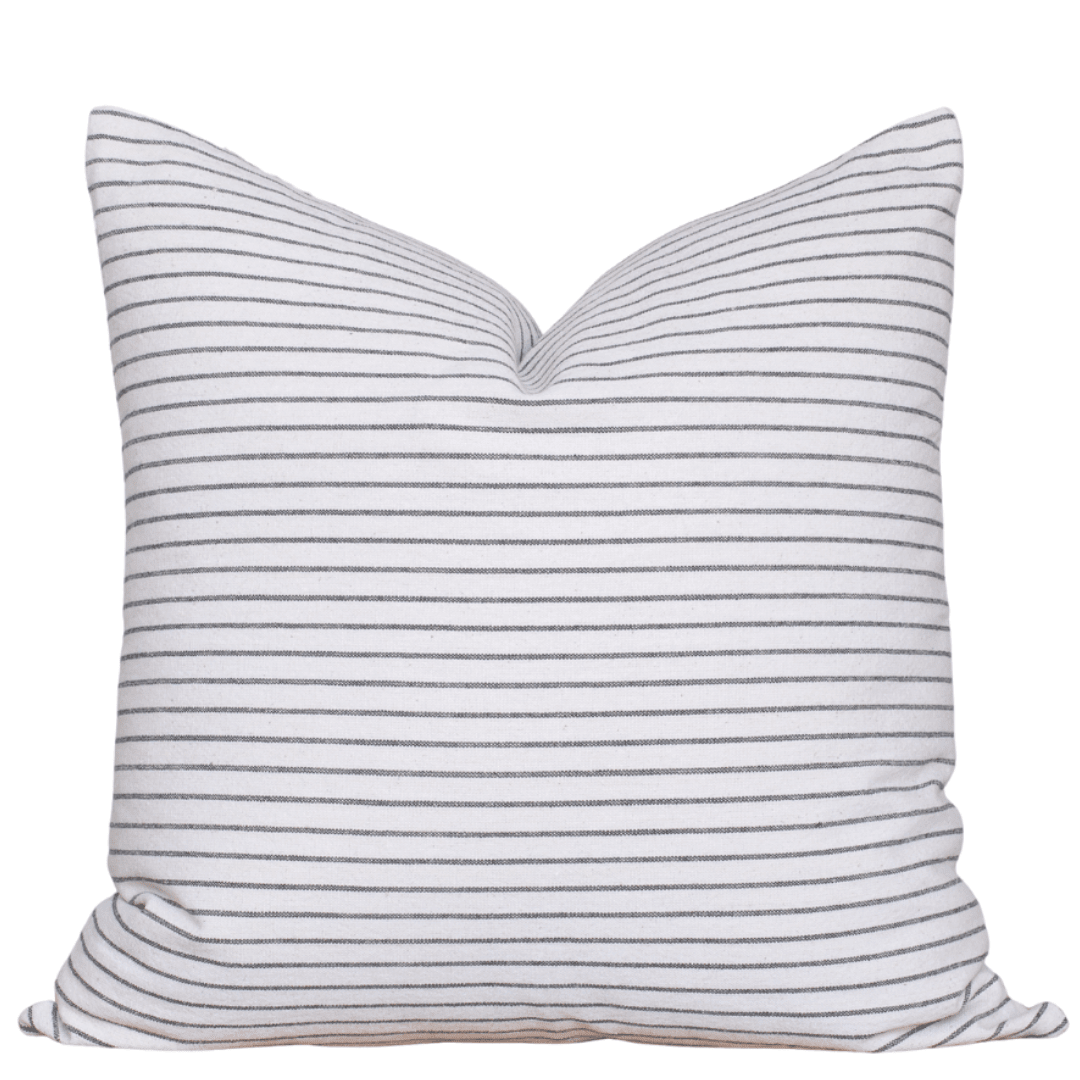 Apartment No.3 Fina Striped Cotton Pillow Cover | Black & Cream