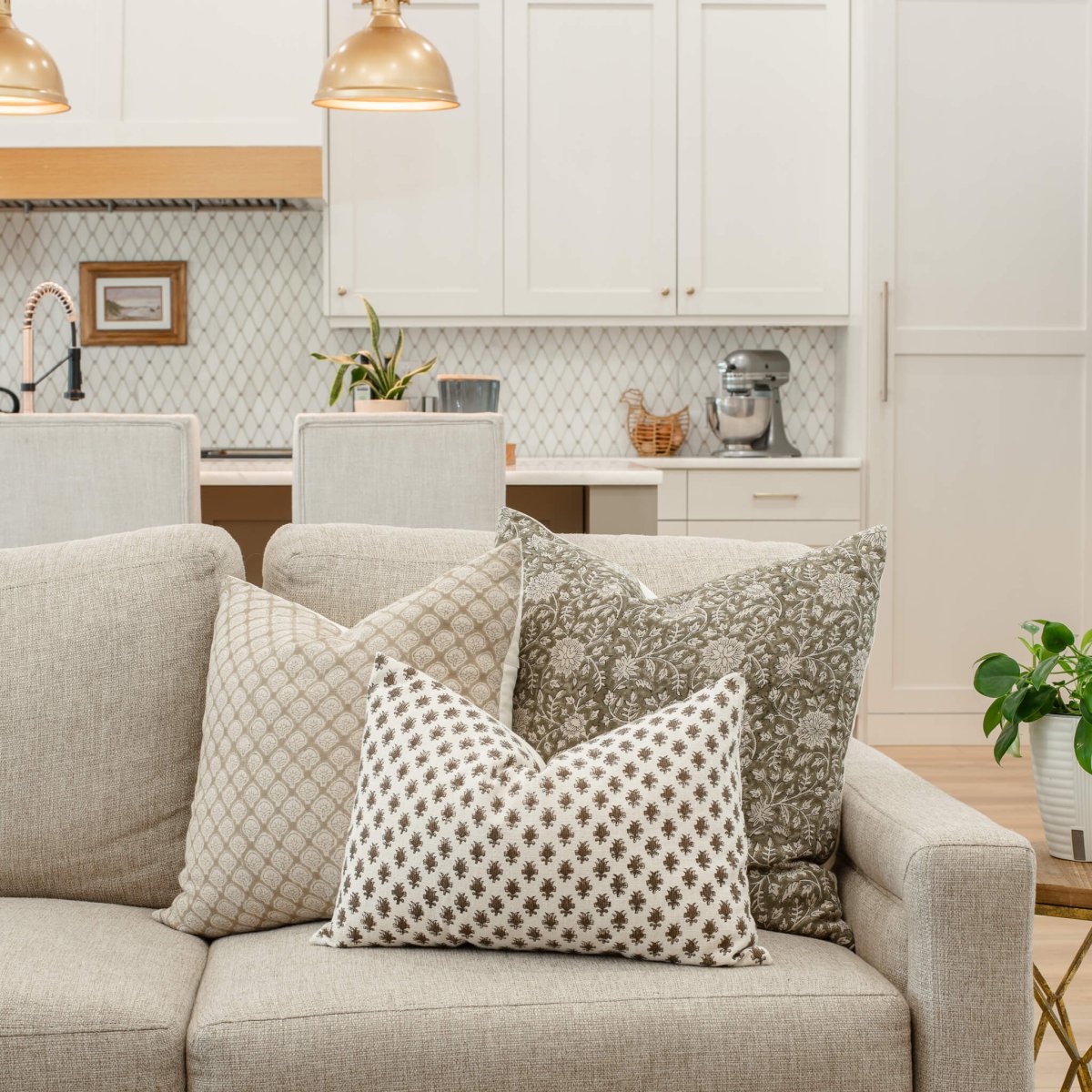 Apartment No.3 Harwich Block Print Throw Pillow Combination | Set of 3 Pillow Covers