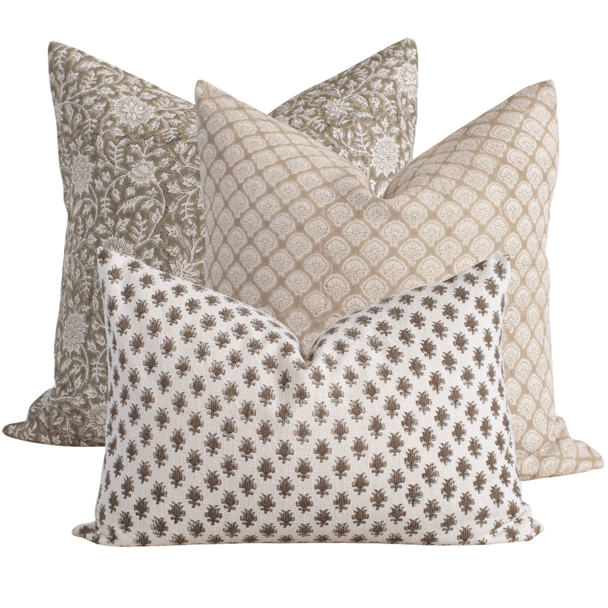 Apartment No.3 Harwich Block Print Throw Pillow Combination | Set of 3 Pillow Covers