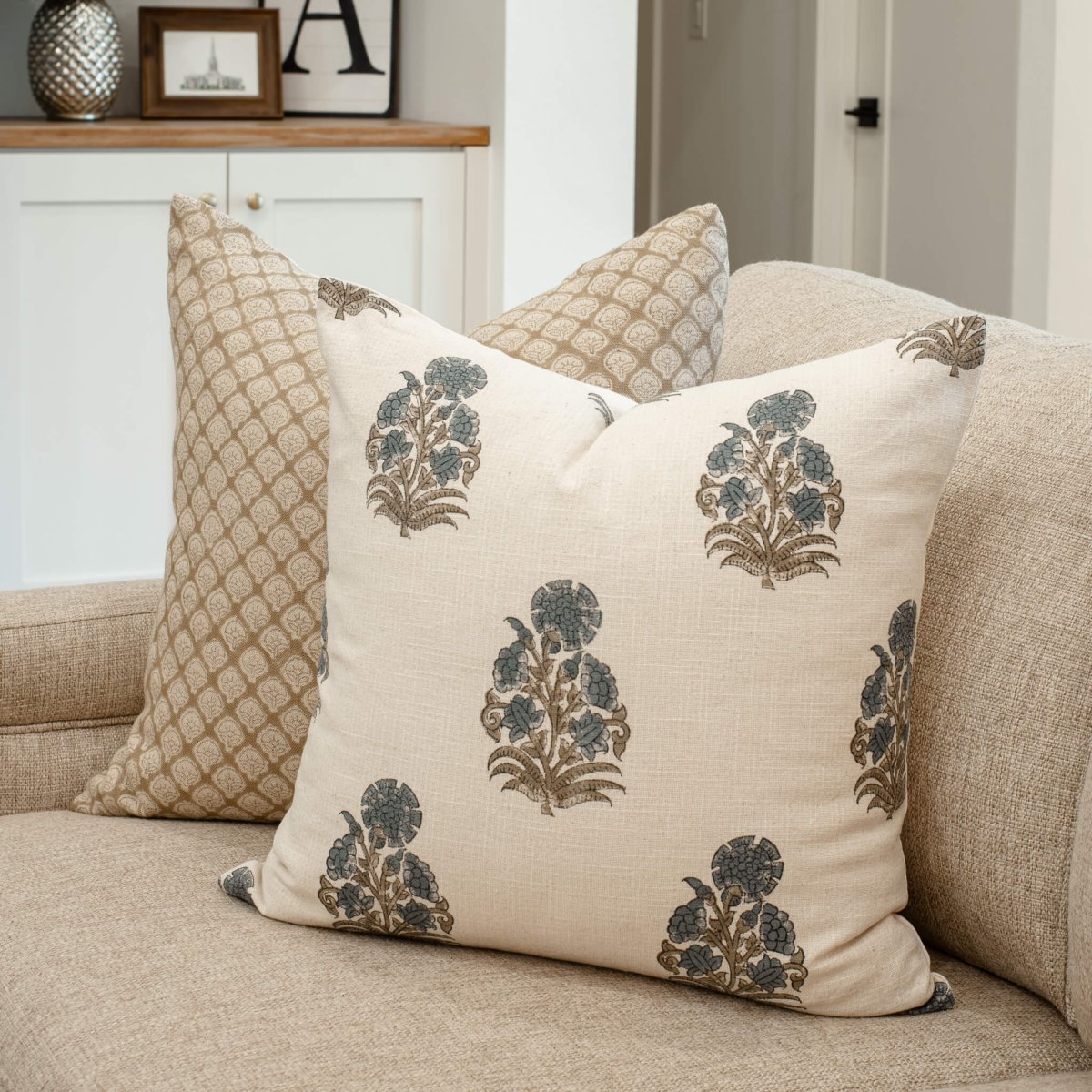 Apartment No.3 Holloway Block Print Sectional Throw Pillow Combination | Set of 7 Pillow Covers