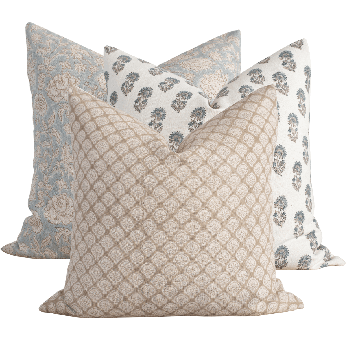 Apartment No.3 Juniper Block Print Throw Pillow Combination | Set of 3 Pillow Covers