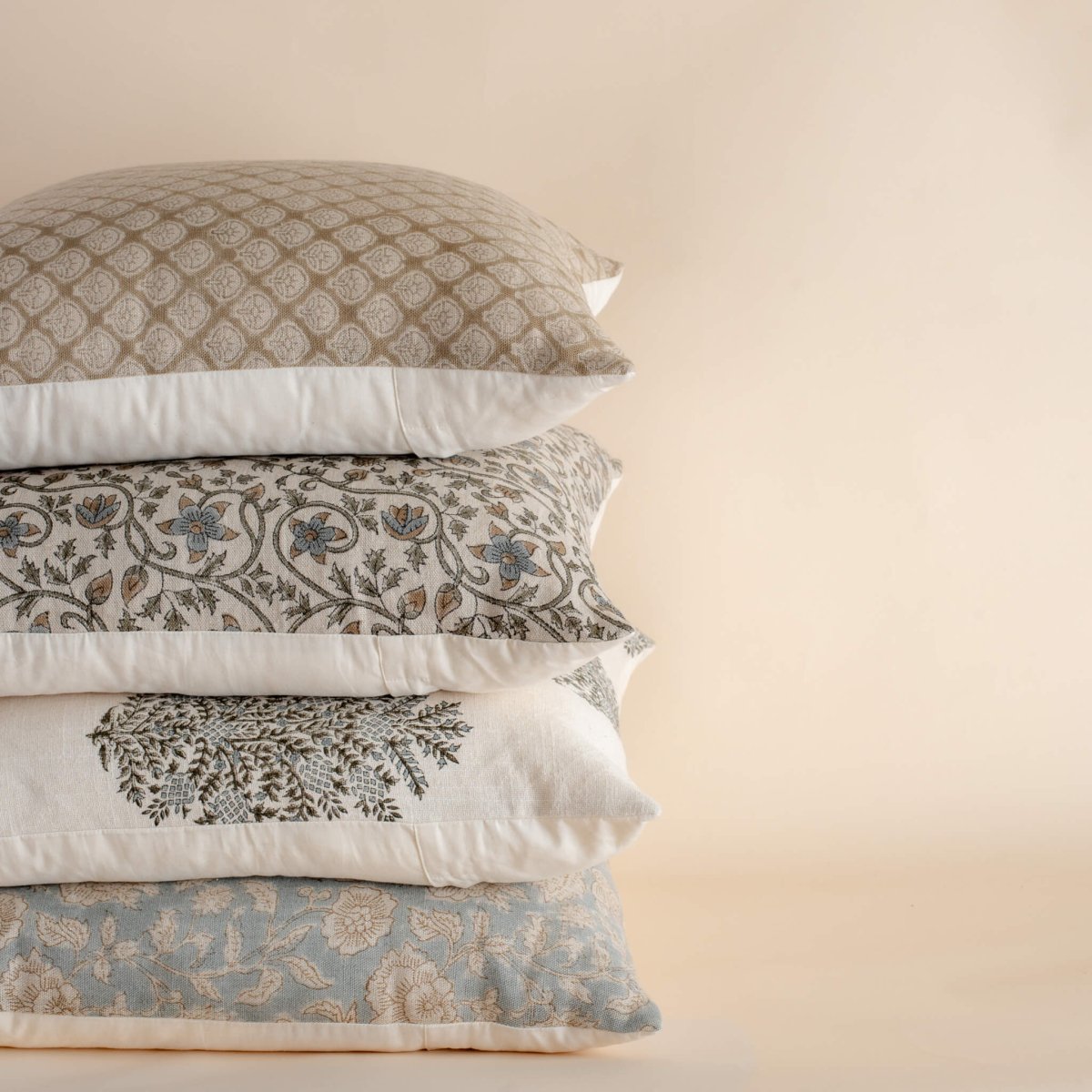 Apartment No.3 Ledbury Block Print Throw Pillow Combination | Set of 4 Pillow Covers
