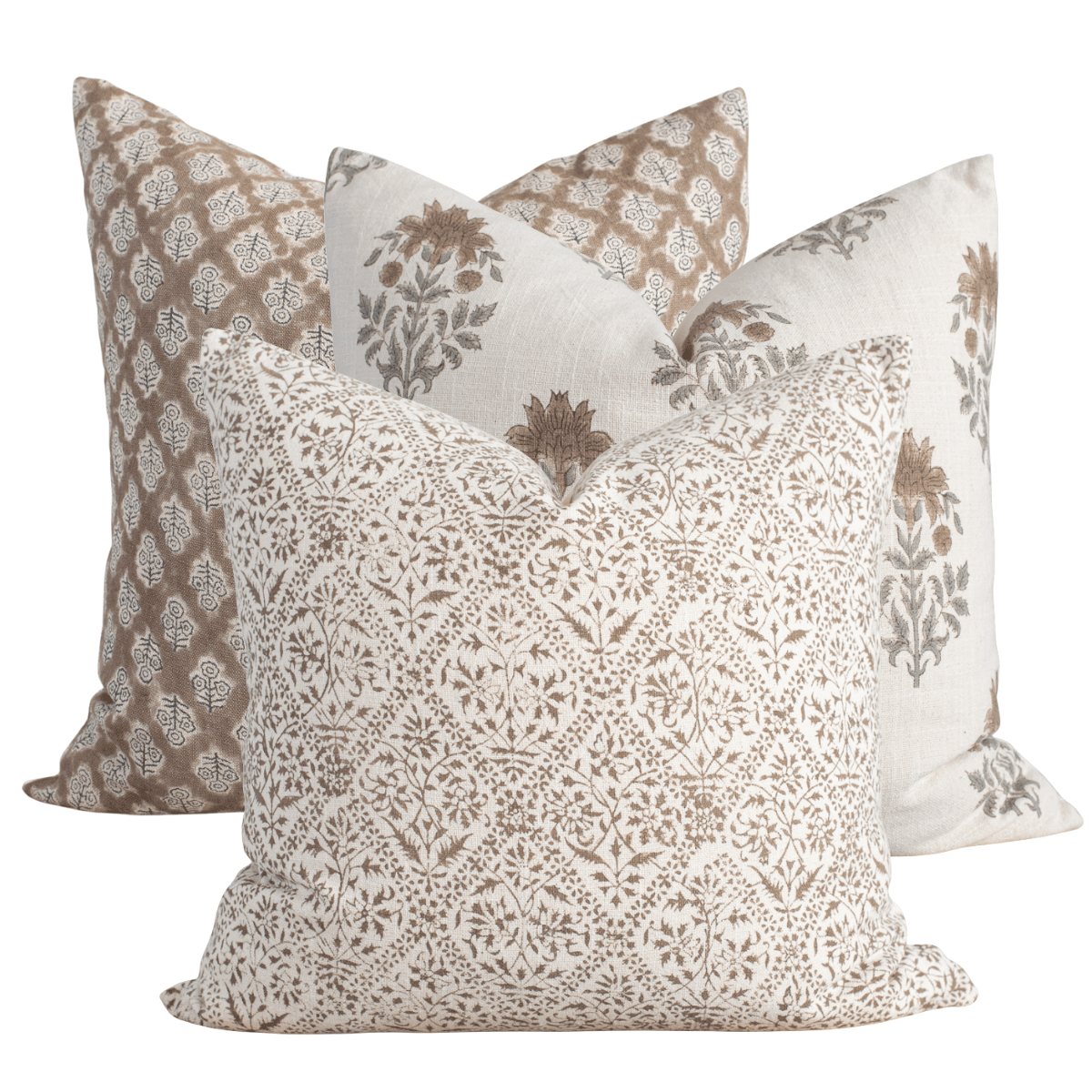 Apartment No.3 Lenox Block Print Throw Pillow Combination | Set of 3 Pillow Covers