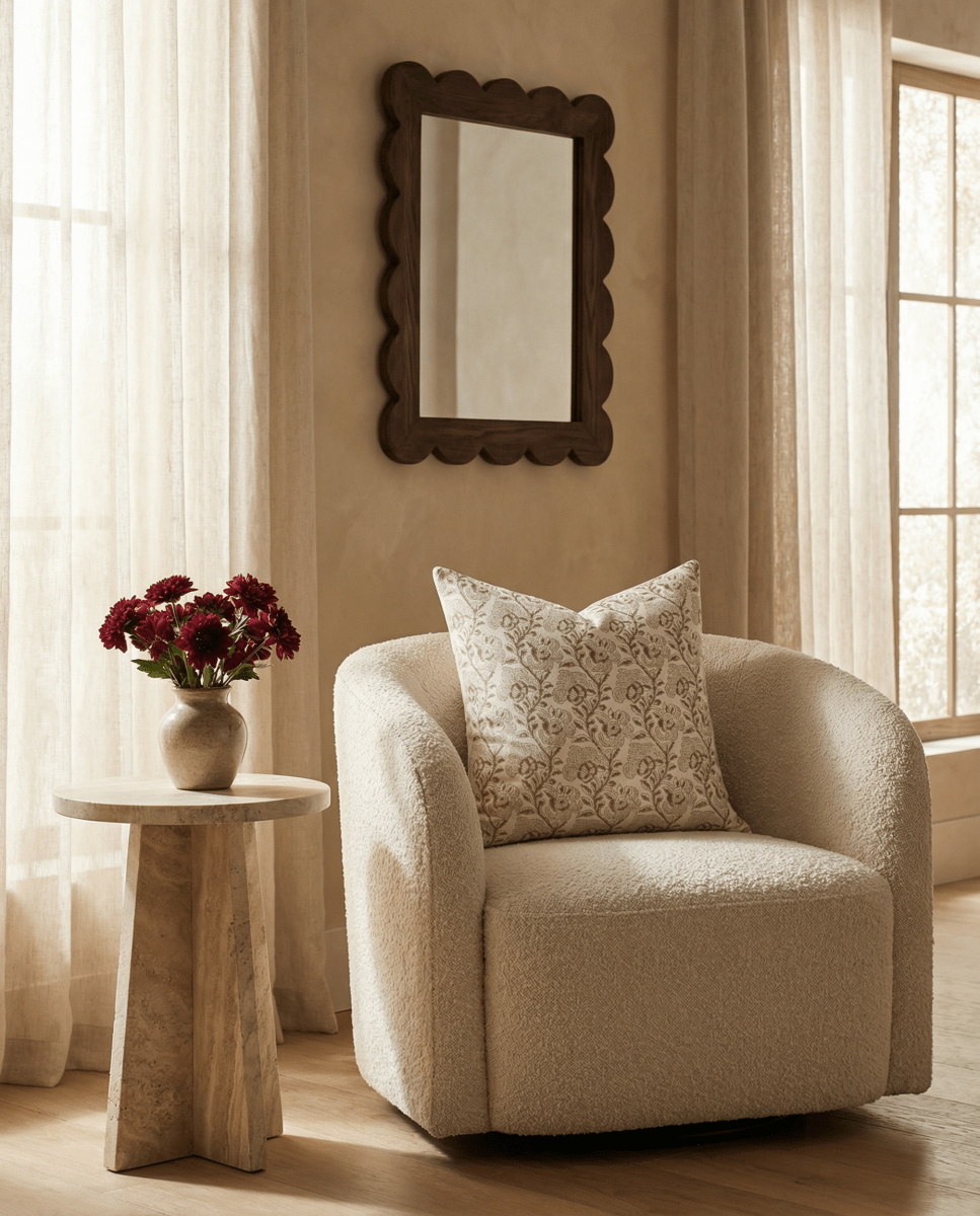 Apartment No.3 Magnolia Floral Block Print Pillow Cover | Burgundy & Mustard