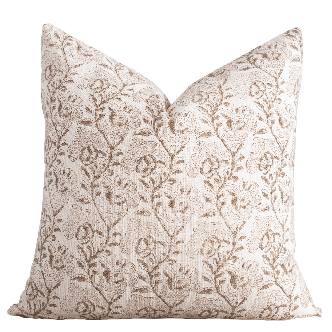 Apartment No.3 Magnolia Floral Block Print Pillow Cover | Burgundy & Mustard