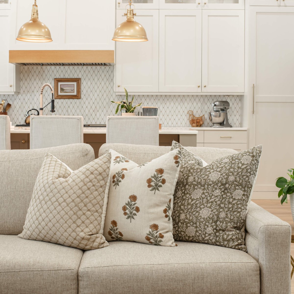 Apartment No.3 Needham Block Print Throw Pillow Combination | Set of 3 Pillow Covers