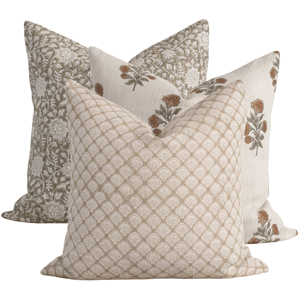 Apartment No.3 Needham Block Print Throw Pillow Combination | Set of 3 Pillow Covers