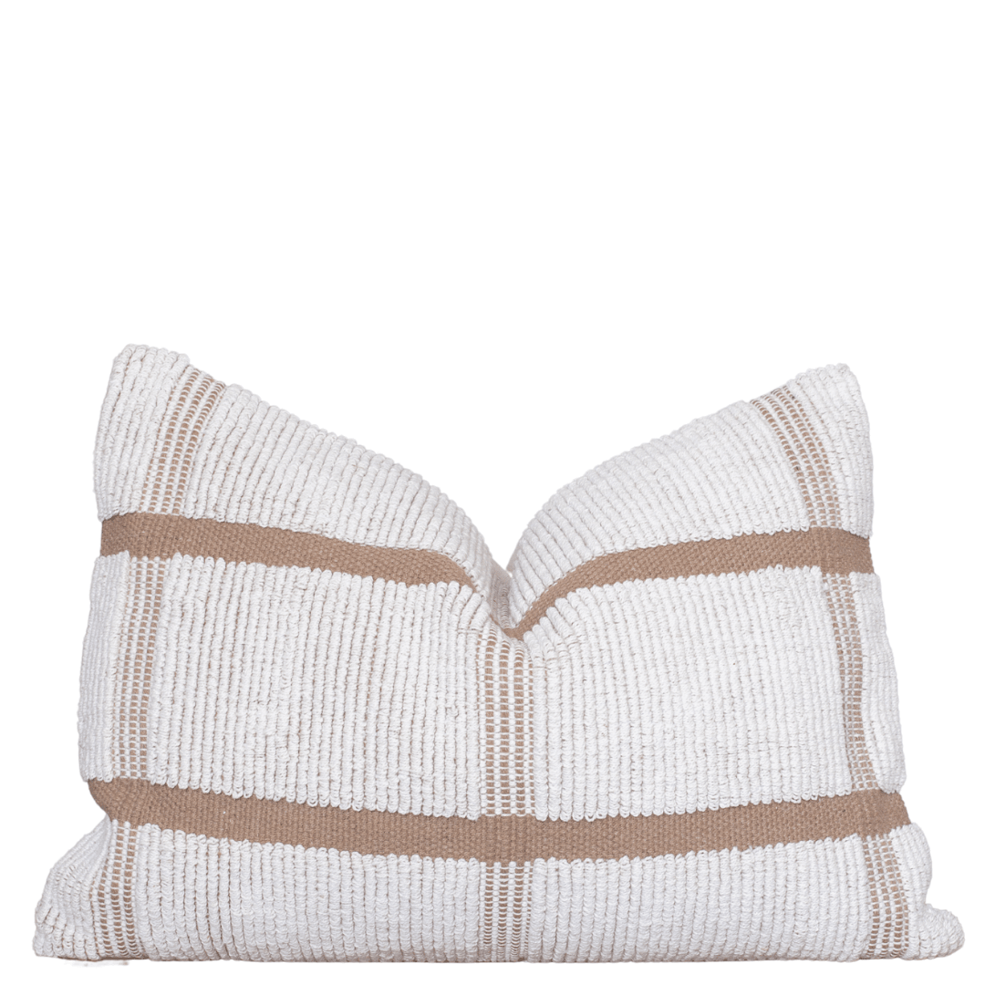 Apartment No.3 Neuquen Handwoven Cotton Lumbar Pillow Cover | Light Brown & Cream