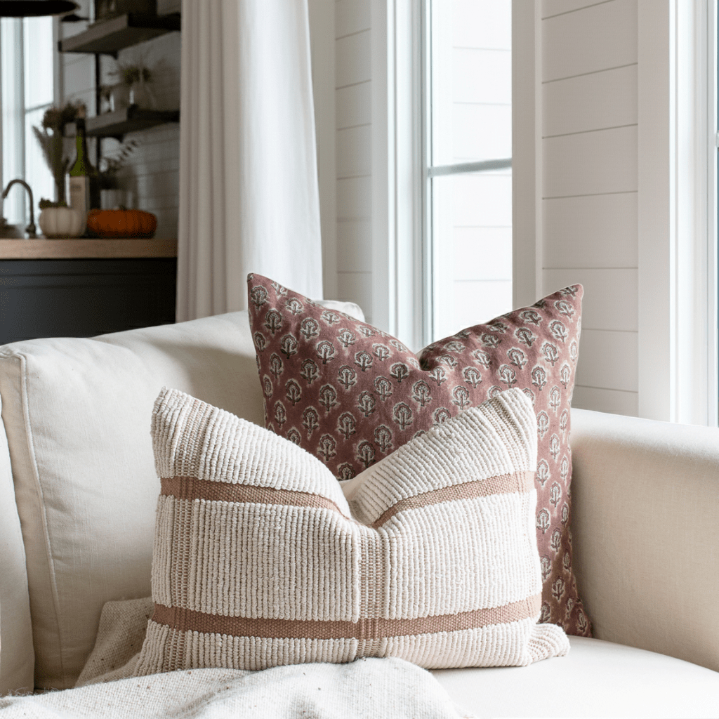 Apartment No.3 Neuquen Handwoven Cotton Lumbar Pillow Cover | Light Brown & Cream
