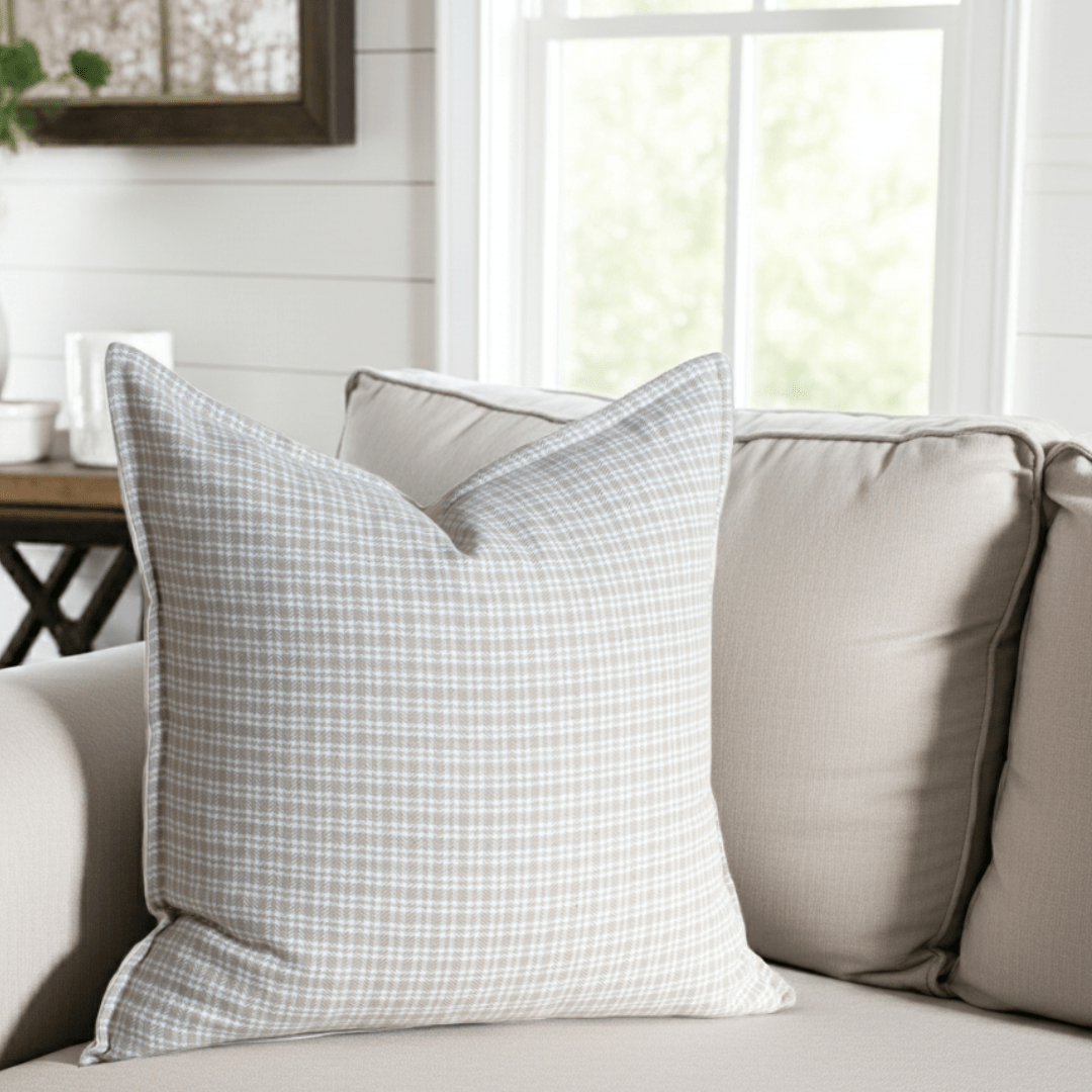 Apartment No.3 Paz Handwoven Cotton Pillow Cover | Taupe & White
