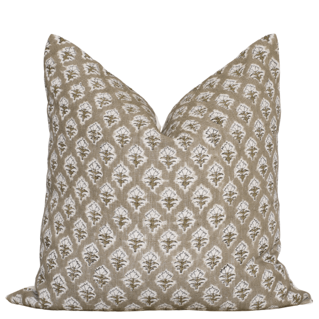 Apartment No.3 Rhea Floral Block Print Pillow Cover | Mustard